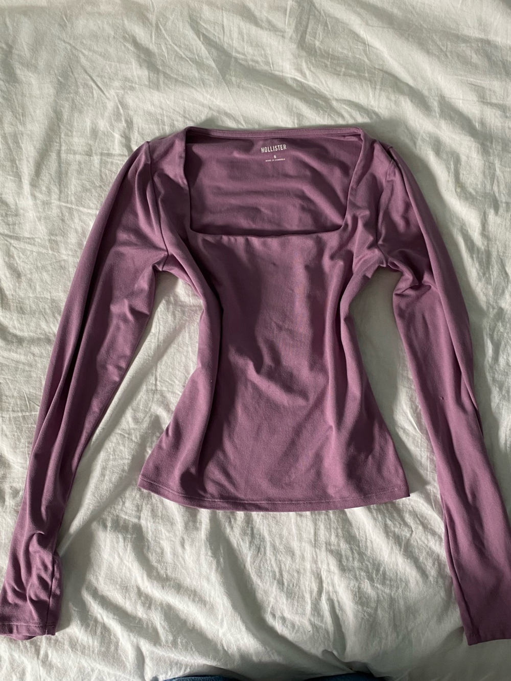 Hollister Long-Sleeve Square Neck Top - Lavender Mauve